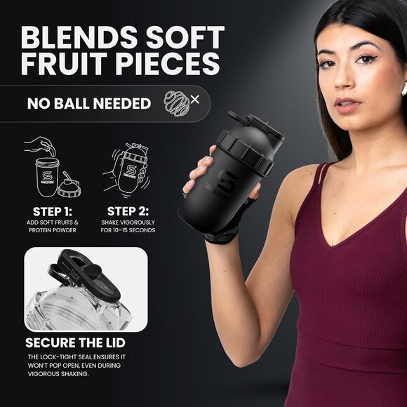 NWT SHAKESPHERE 24oz Protein Shaker Bottle BPA-Free, Leak Proof, Matte Black - Picture 5 of 7